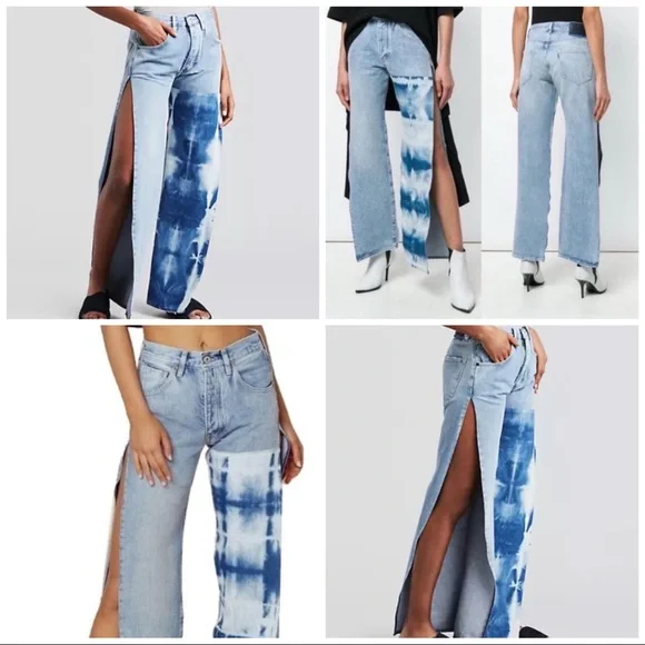 Levi’s Made and Crafted Unique Split Leg Mid Rise Light Wash Bleached Jeans New